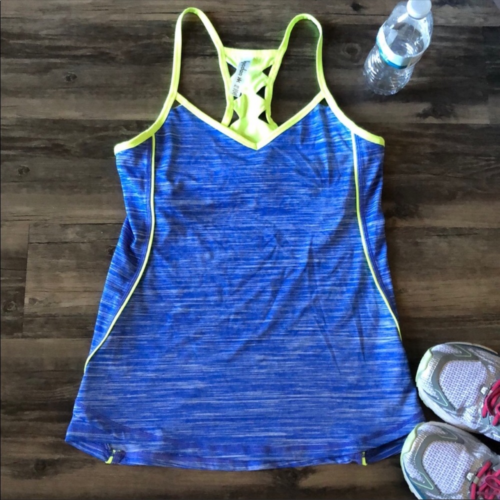 Kyodan Blue Racerback Built-in Bra Workout Tank Top size Small